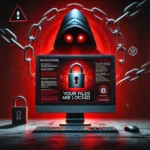 Depiction of ransomware inflicted on a computer